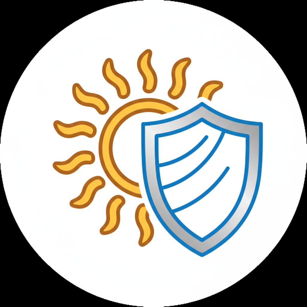 An icon showing UV resistance